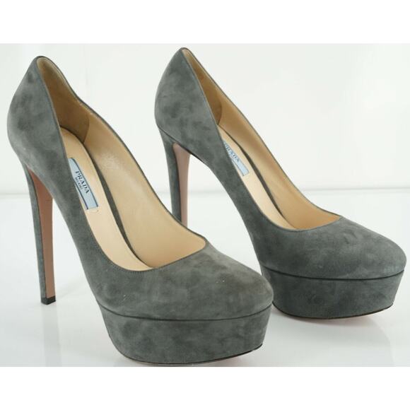 Prada Platform High Heel Classic Almond Toe Pumps Size 40.5 10.5 NIB $750 - Picture 4 of 12